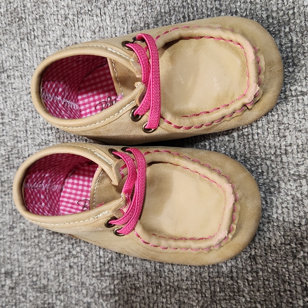 Stylish Tan and Pink Kids Shoes